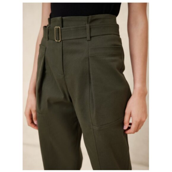 Banana Republic Ultra High Rise Belted Pleated Tapered Pants Navy Blue Size 4 - Picture 4 of 7